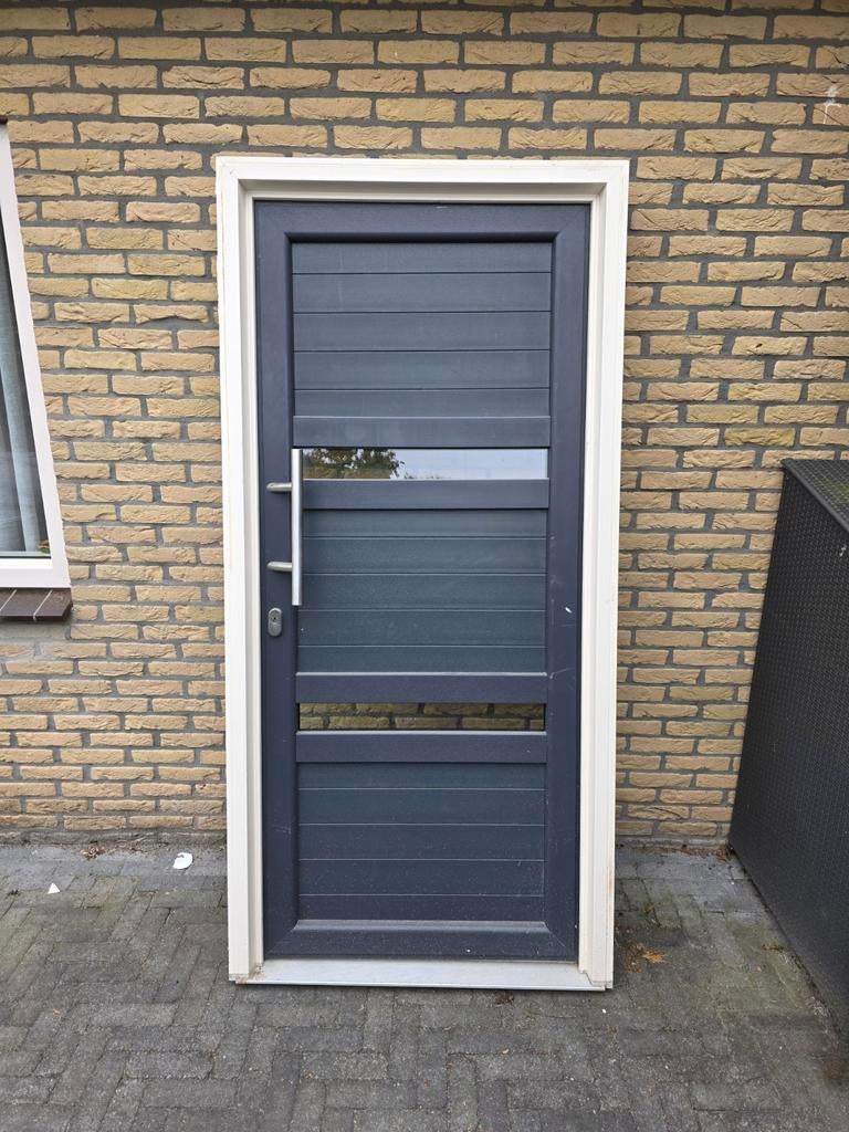 Kunststof buitendeur met kozijn, draait naar binnen open, Doe-het-zelf en Verbouw, Deuren en Horren, 100 tot 120 cm, Kunststof
