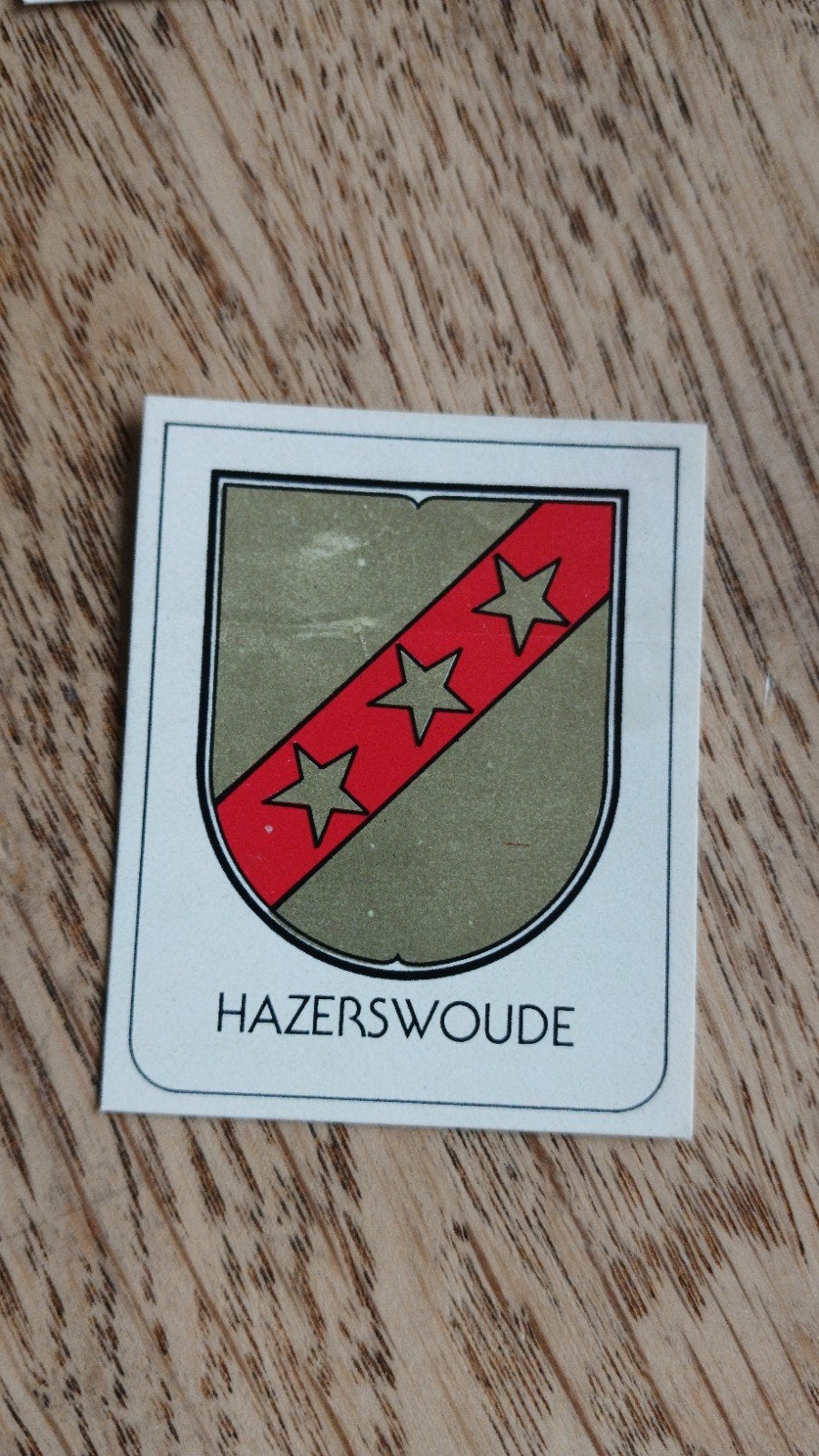 Stickertje wapenschild Provinciealbum spaaralbum HAZERSWOUDE, Ophalen of Verzenden