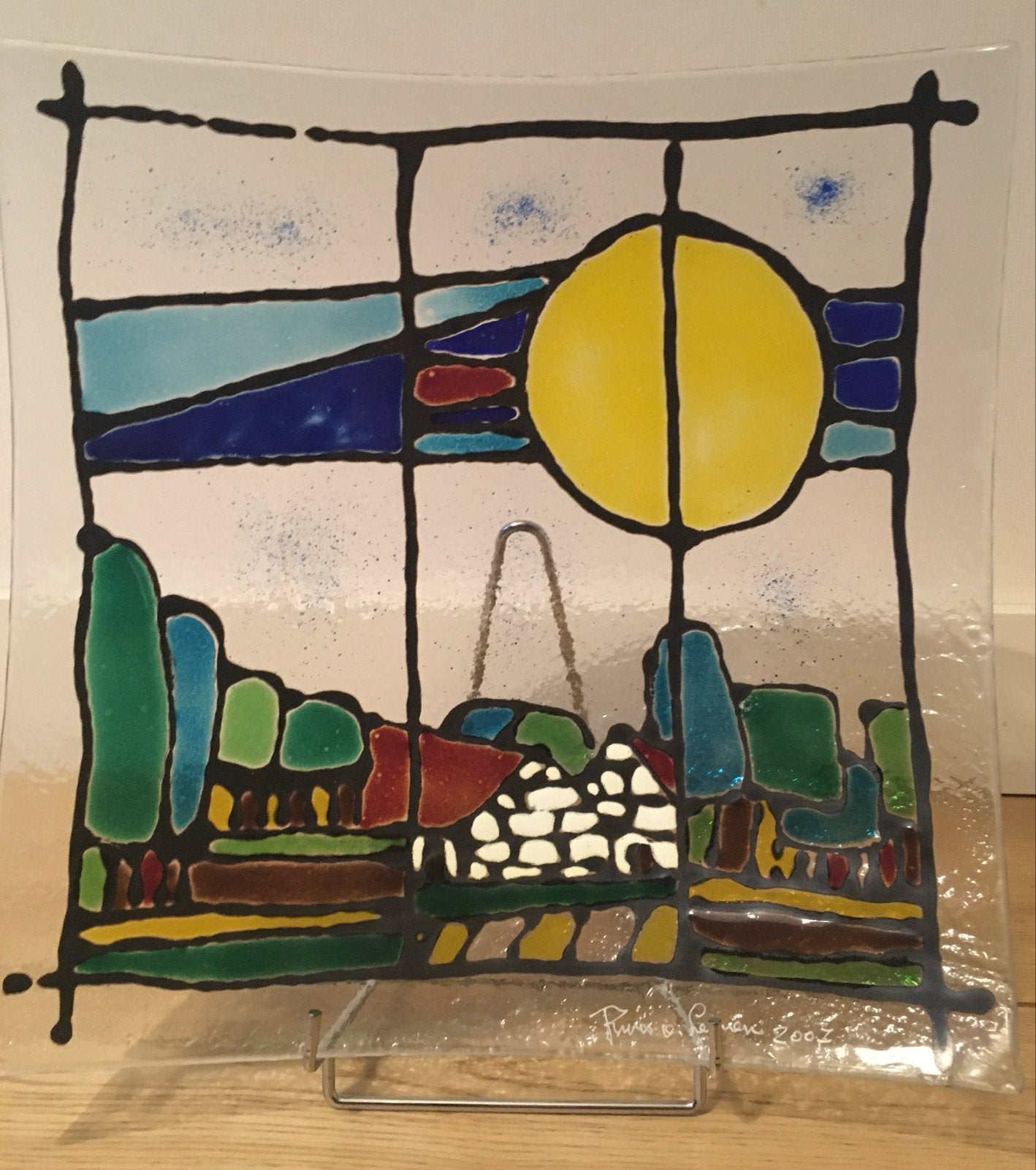 Unieke Fusing Glazen Schaal Rinus van Leunen 2007 - 40x40cm, Ophalen of Verzenden
