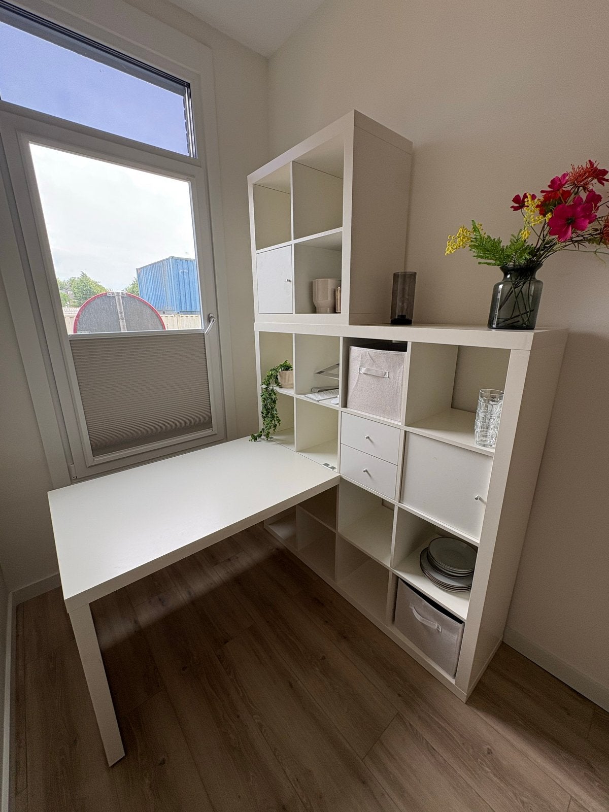 IKEA KALLAX bureau-kast combinatie wit, Ophalen, Opbergruimte, Gebruikt, Spaanplaat of MDF