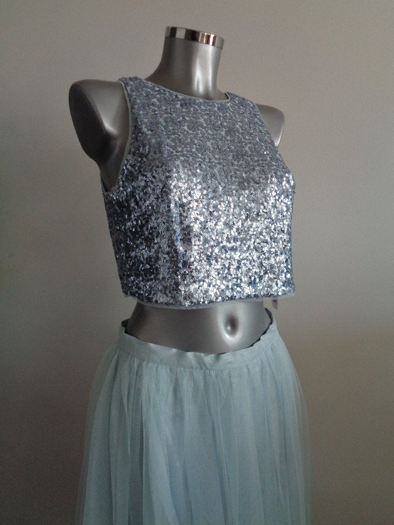 Hailey Logan by Adrianna Papell pailletten set - TOP NIEUW, Kleding | Dames, Maat 38/40 (M), Blauw, Nieuw, Ophalen of Verzenden