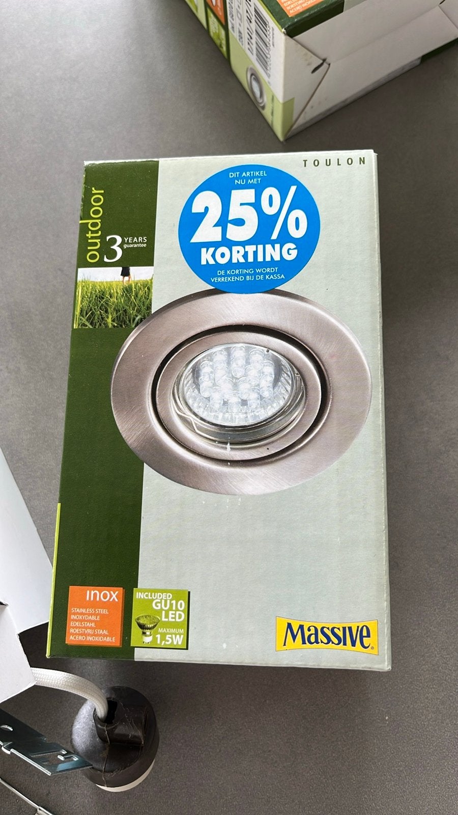 3 Massive Toulon Inbouwspots GU10 LED 1.5W RVS IP23, GU10, Nieuw, Ophalen of Verzenden, LED
