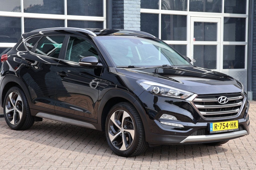 Hyundai TUCSON 1.6 T-Gdi 177 pk lederen bekleding, trekhaak, Auto's, Voorwielaandrijving, Gebruikt, 4 cilinders, Zwart