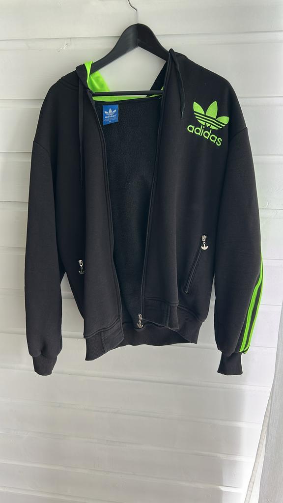 Adidas trainingspak zwart met groen, Zwart, Overige typen, Maat 56/58 (XL), Ophalen of Verzenden