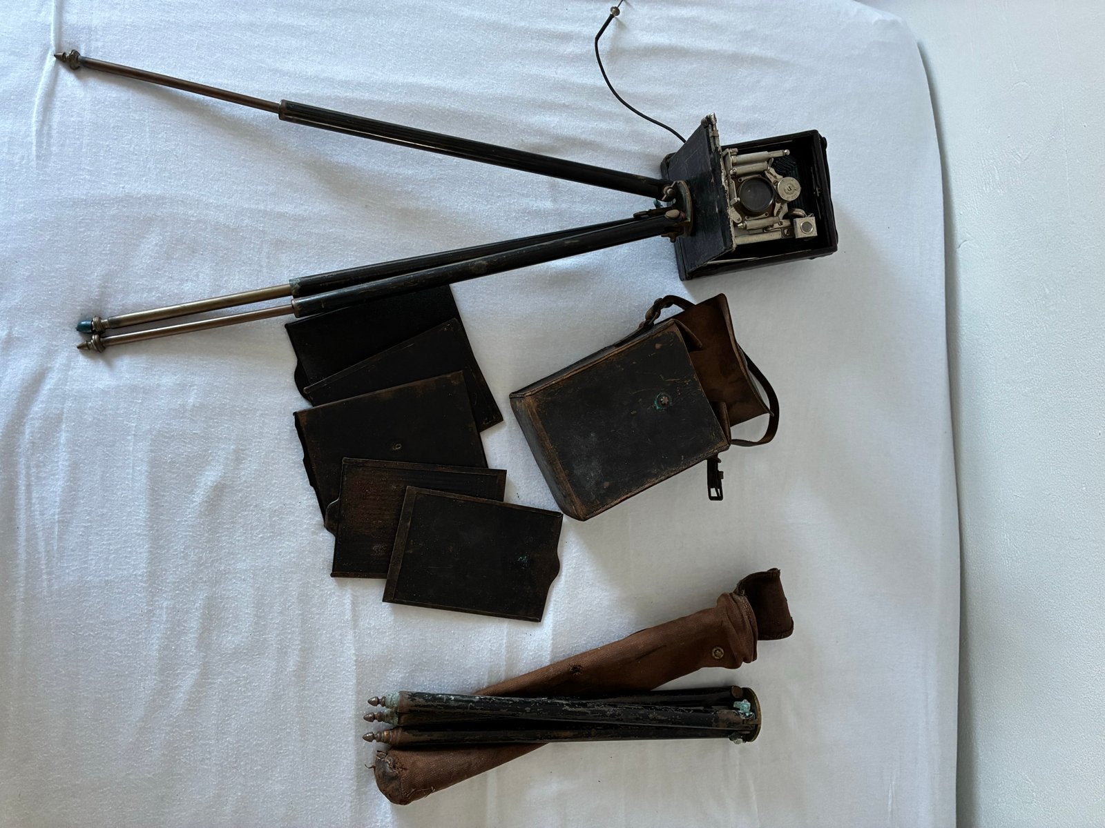 Antieke camera met statief en accessoires, Antiek en Kunst, Ophalen