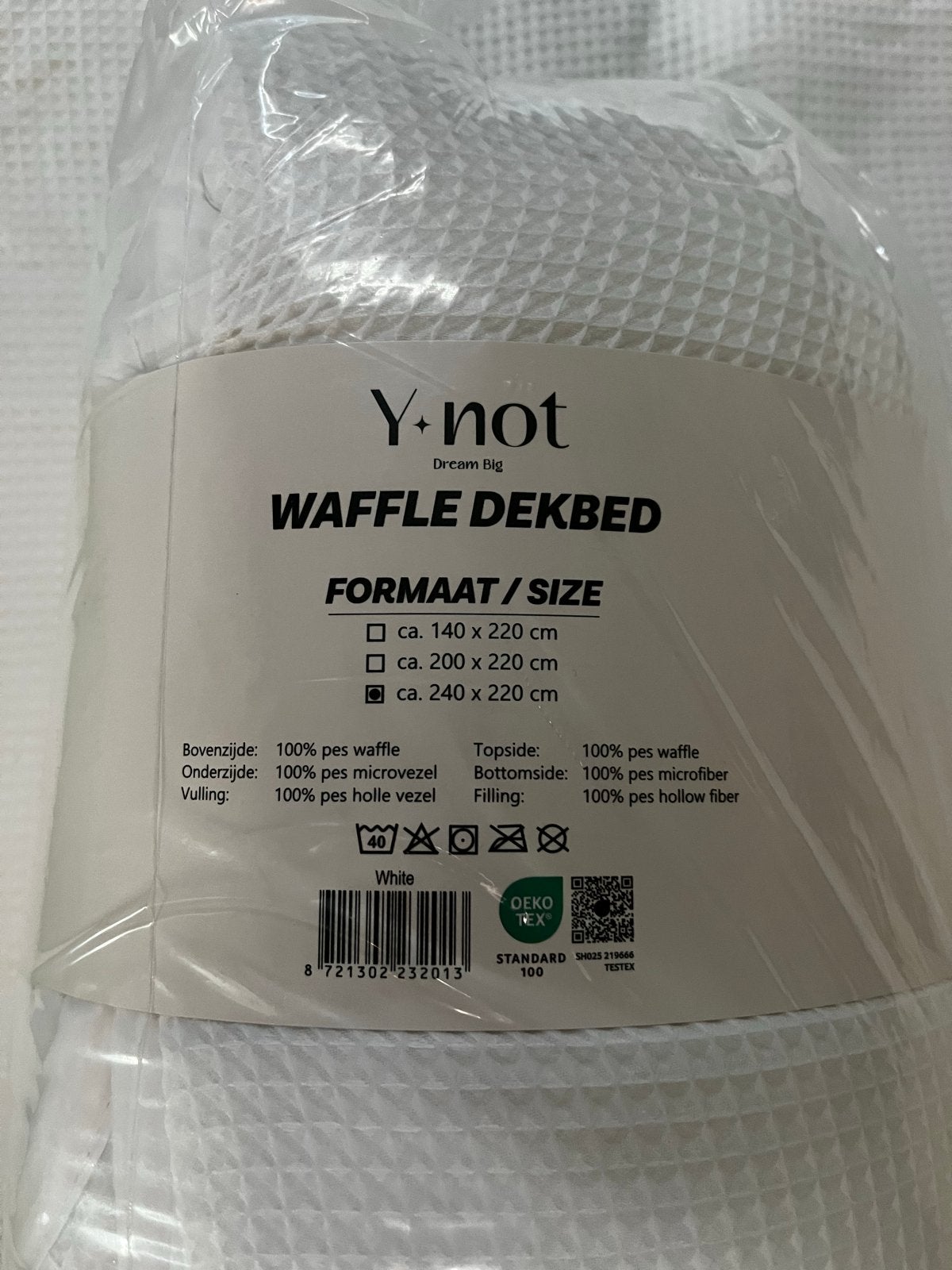 Y-not Wafel Dekbed - Nieuw en Ongebruikt, Overige maten, Wit, Nieuw, Ophalen of Verzenden