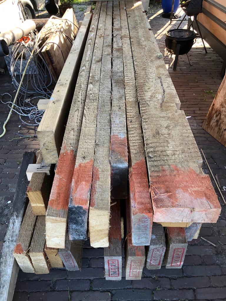Vurenhouten Balken 65x200mm, Doe-het-zelf en Verbouw, Hout en Planken, Ophalen, Gebruikt, Balk, Overige houtsoorten