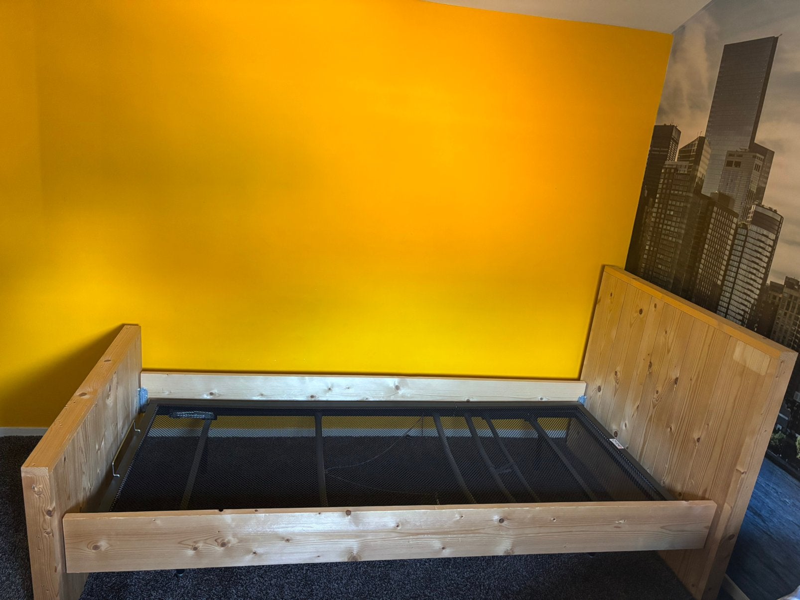 Bedombouw met bedframe voor matras 90-210cm, Ophalen, Gebruikt, 90 cm, Eenpersoons
