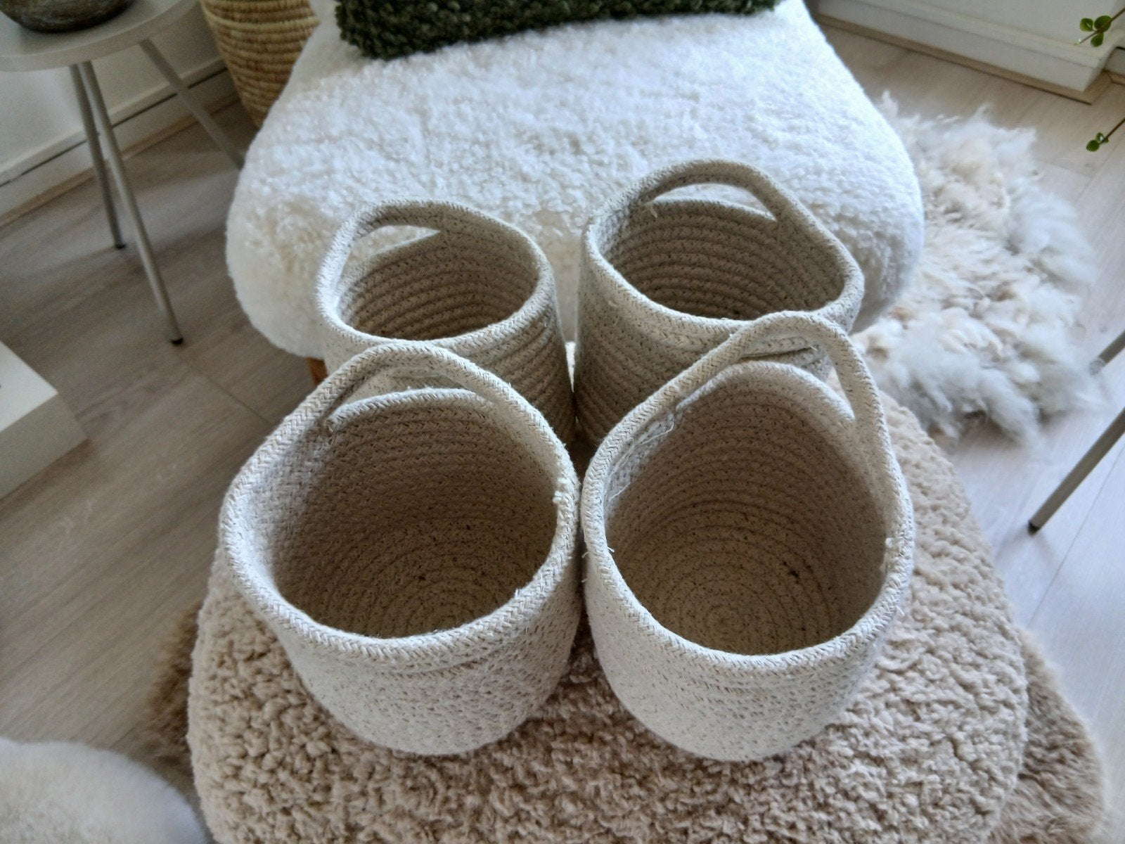 4 IKEA Tjabbig hangmandjes naturel voor maar €5,99 samen, Ophalen of Verzenden, Gebruikt, Rond, Riet