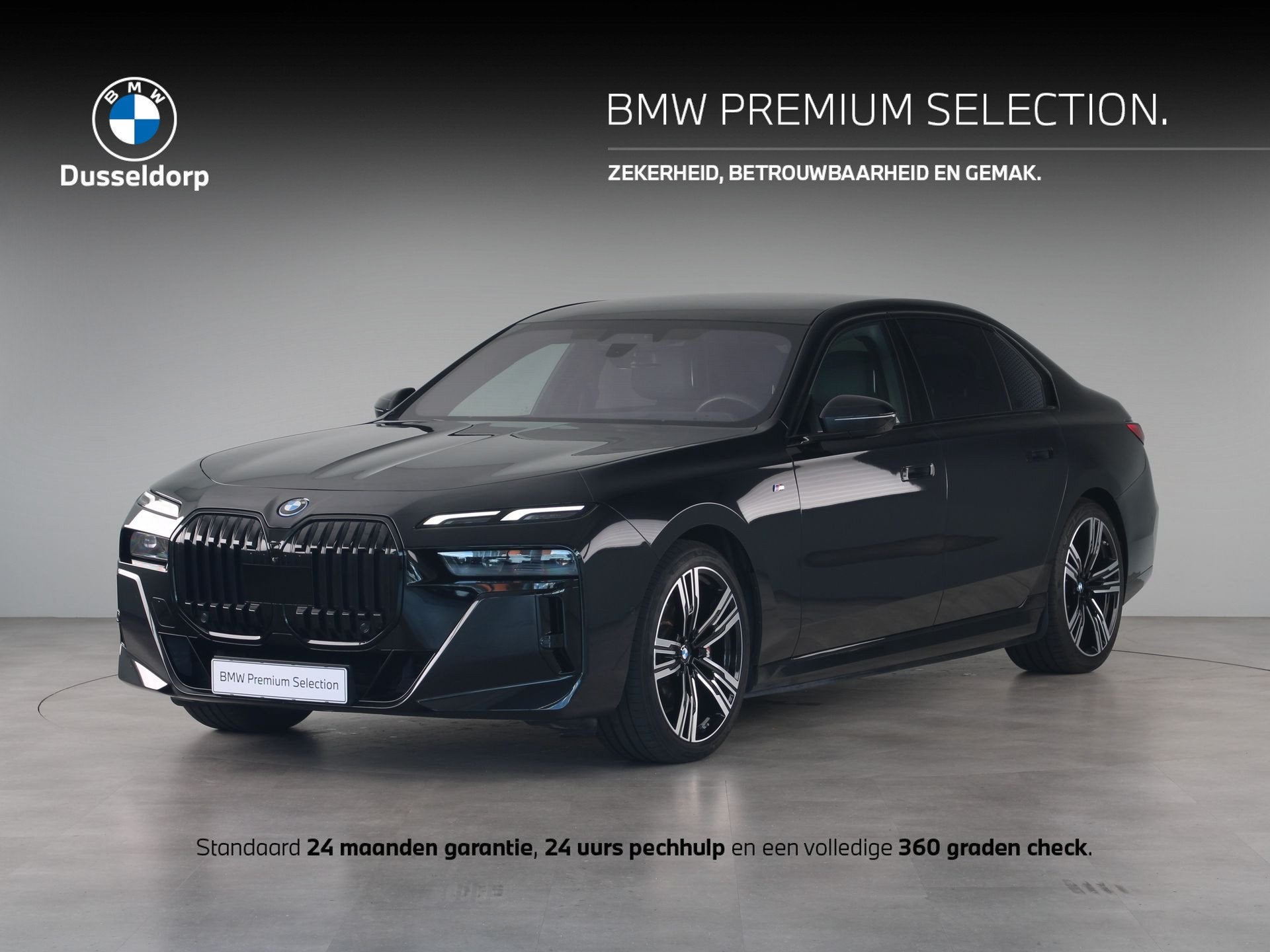 BMW i7 xDrive60 106 kWh (bj 2023, automaat), Auto's, Gebruikt, Zwart, 137 €/maand, Zwart