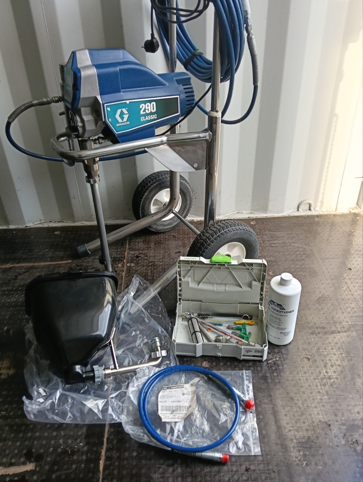 Graco Classic 290 Hi-Boy Airless Verfspuit + Accessoires, Doe-het-zelf en Verbouw, Schildersmaterialen, Ophalen, Gebruikt, Verfspuit of Verfpomp