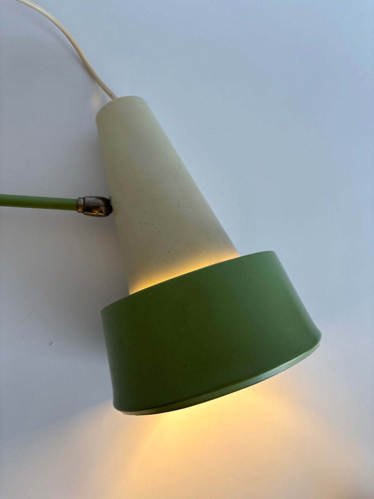 2 bijzondere vintage Dutch design wandlampen, knikarm 1960s, Huis en Inrichting, Metaal, Gebruikt, -, -
