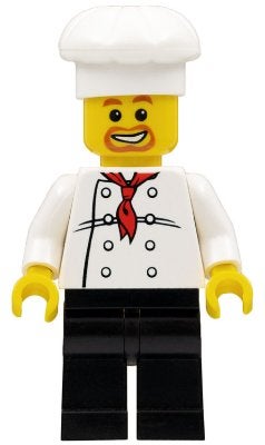 LEGO City chef018 Chef - White Torso with 8 Buttons, Black L, Lego, Ophalen of Verzenden, Minifiguur, City