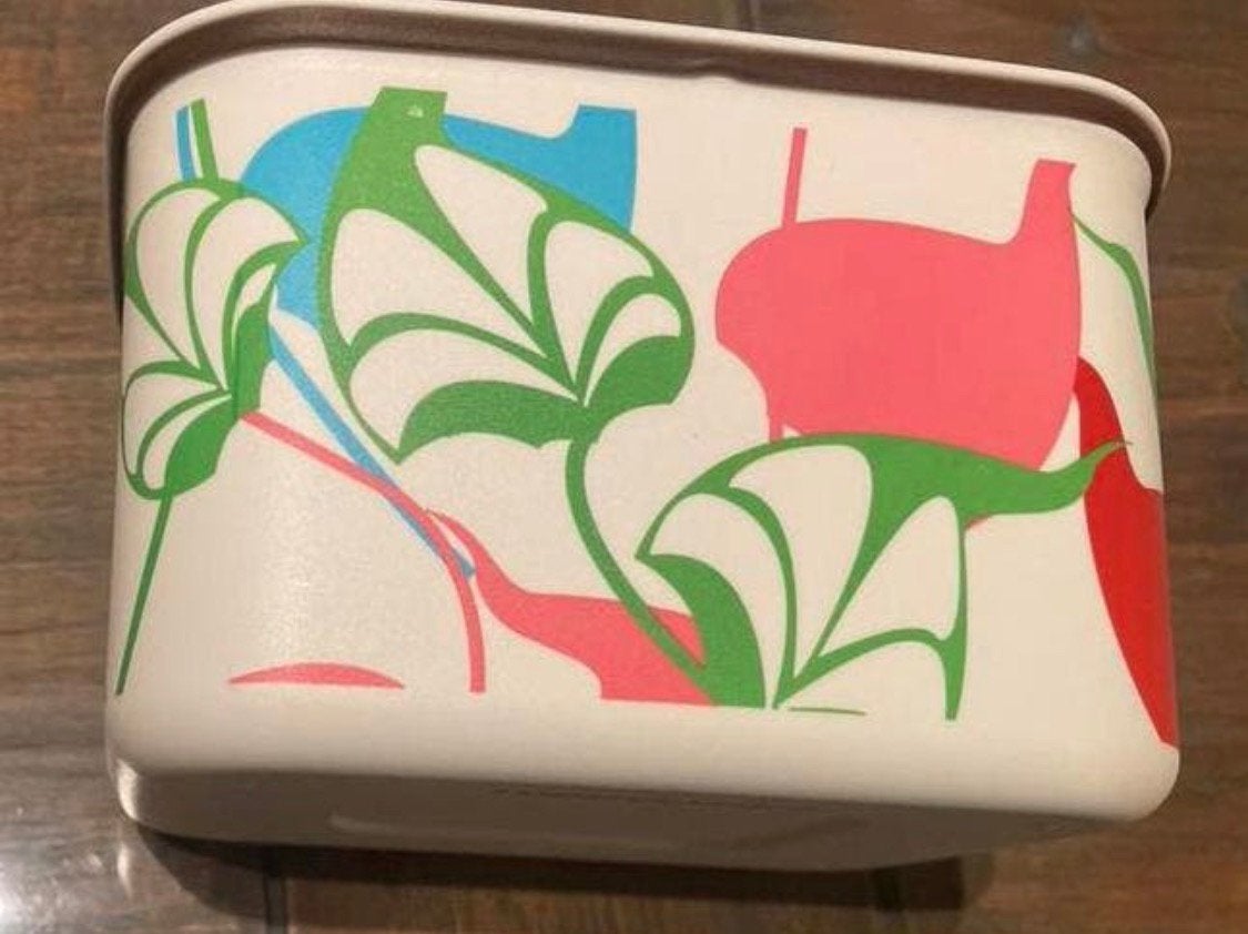 Tupperware trommel 1,3 L met retro print, Ophalen of Verzenden, Nieuw, Blauw, Bus of Trommel