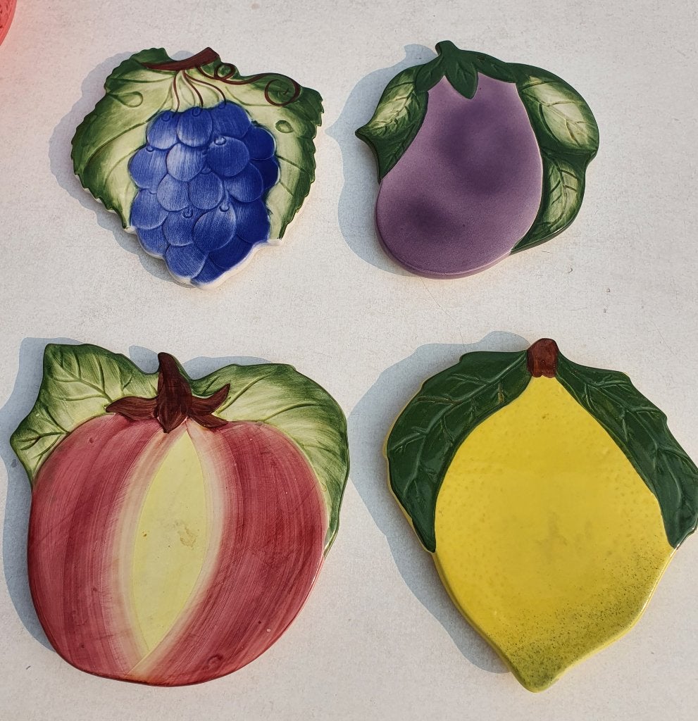 Majolica Fruit Onderzetters Set van 4 Keramiek, Antiek en Kunst, Antiek | Keramiek en Aardewerk, Ophalen of Verzenden