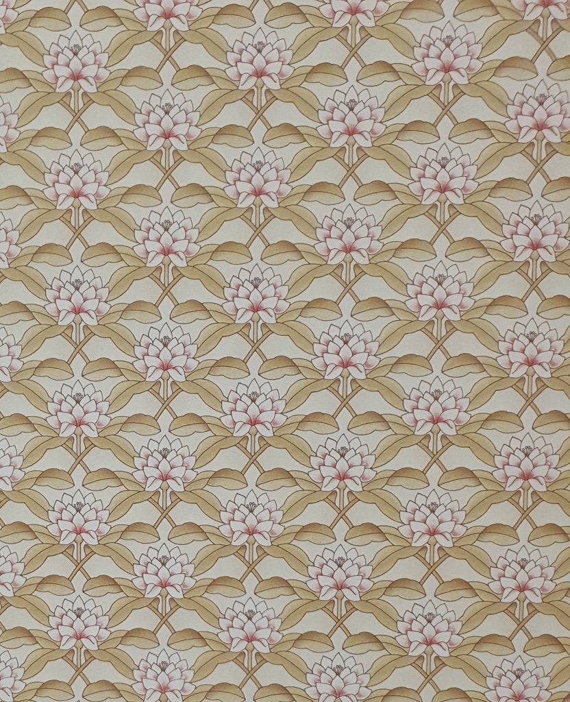 13670 Vintage bloemen behang art deco roze dessin swiet, Ophalen of Verzenden, Roze