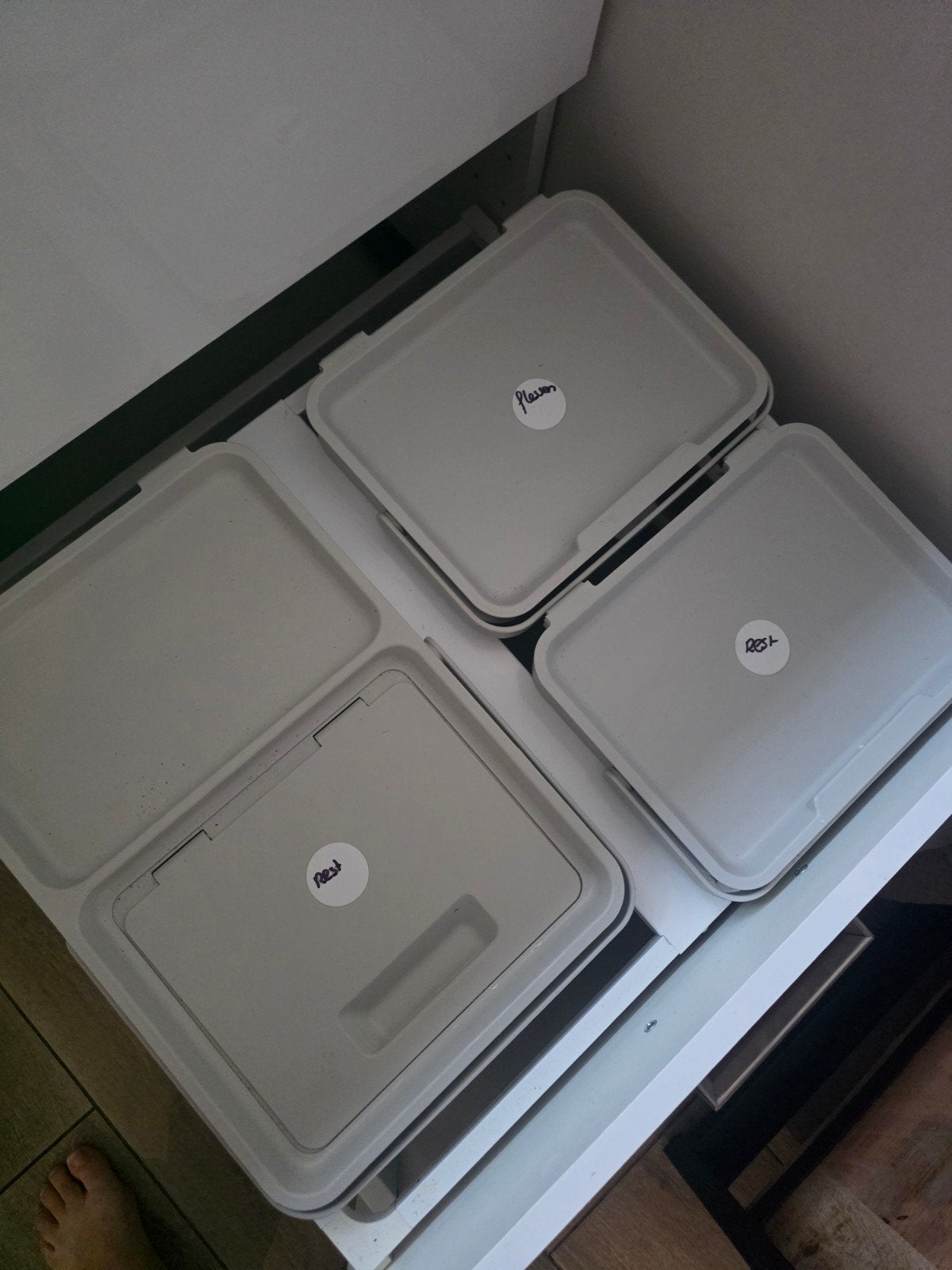 Ikea Inbouw Prullenbakken - 3 Bakken voor 60cm Lade, Ophalen, Kunststof, Met deksel, Overige typen
