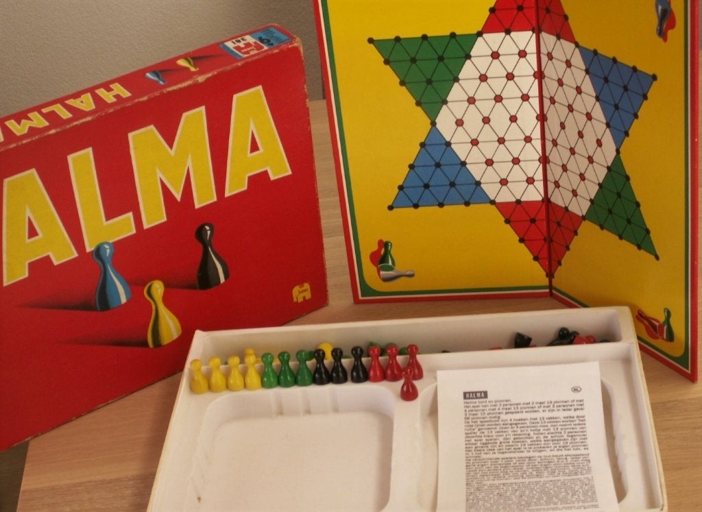 Vintage Spel Halma uit 1978 Jumbo met houten pionnen, Ophalen of Verzenden