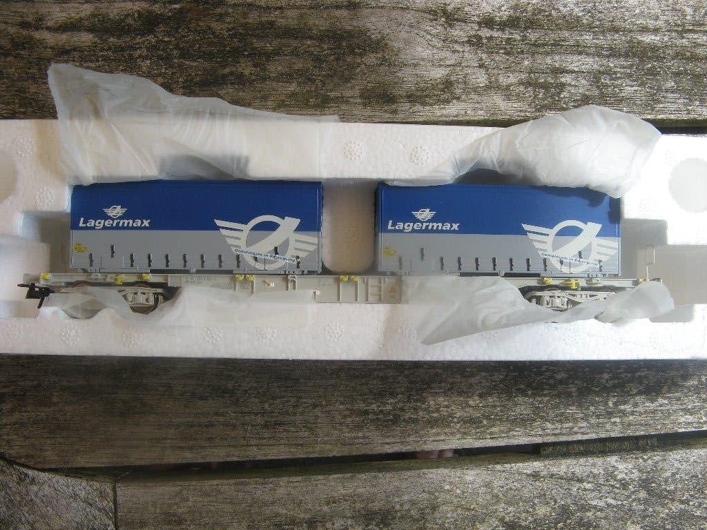 Roco 66622: AAE containerdraagwagen met containers Lagermax, Hobby en Vrije tijd, Gelijkstroom, Wagon, Ophalen of Verzenden, Zo goed als nieuw