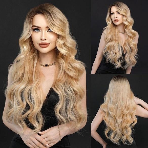Swiss lace front pruik lang haar goudblond mix model Omega, Verzenden, Nieuw, Pruik of Haarverlenging