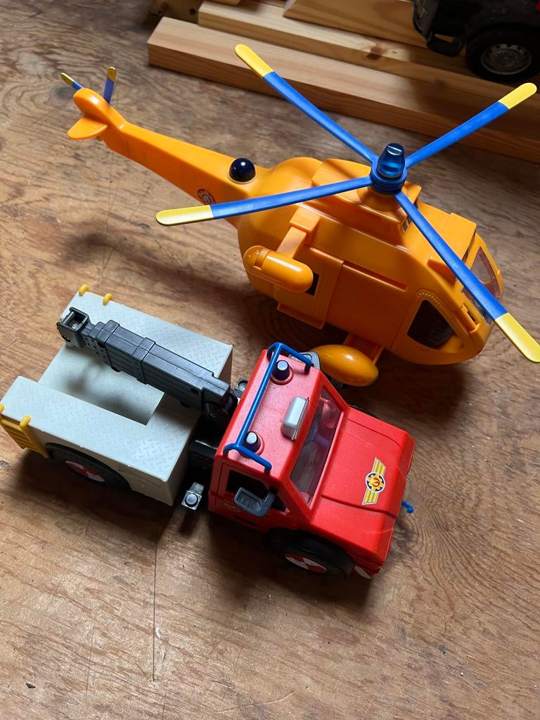 Brandweerman Sam Helikopter en Auto Speelset, Kinderen en Baby's, Speelgoed | Speelgoedvoertuigen, Ophalen of Verzenden, Gebruikt