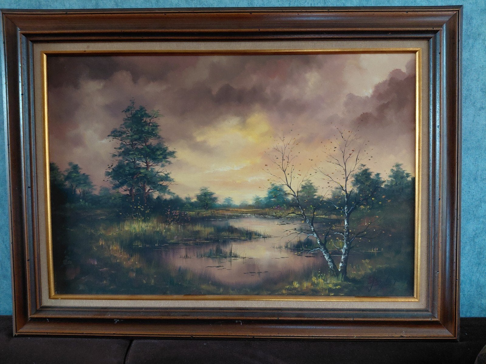 Schilderij J. Smits - Landschap met water en bomen, Ophalen, Ingelijst, Doek, Landschap