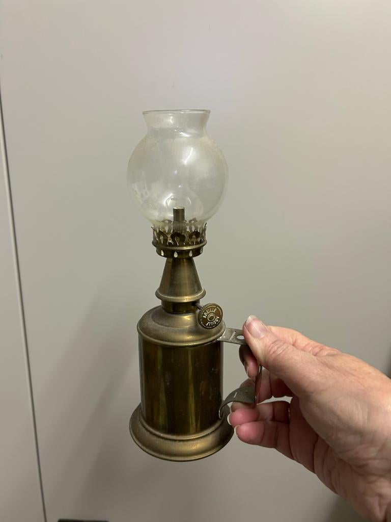 Antieke Messing Olielamp - Draagbare Sfeerlamp, Ophalen of Verzenden