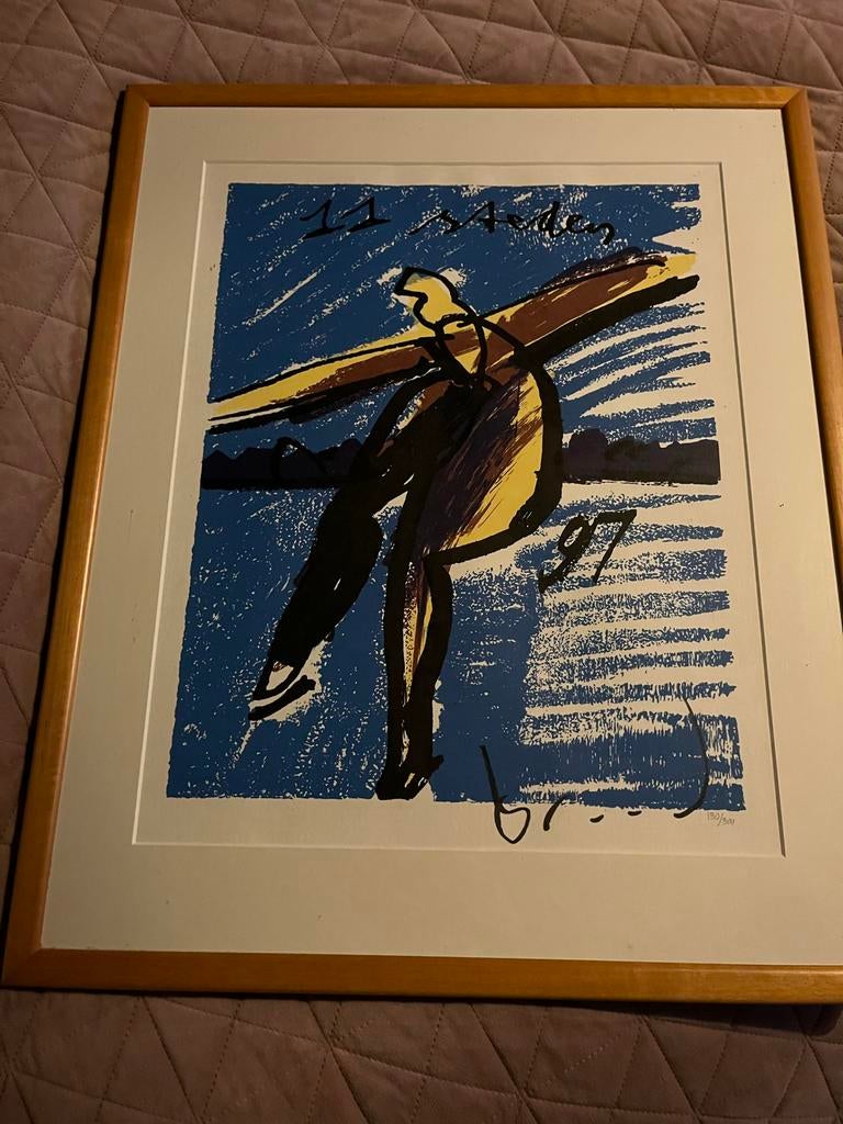 Herman Brood elf stedentocht gesigneerde zeefdruk, Antiek en Kunst, Ophalen