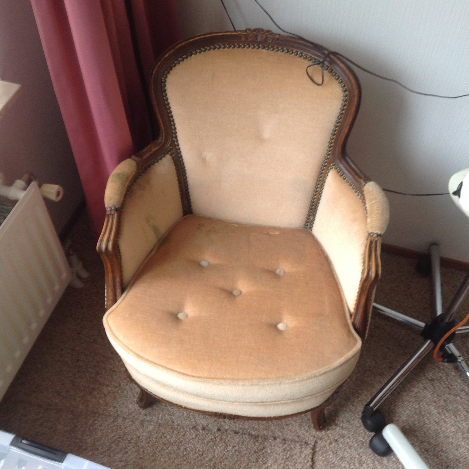 Antiek club stoeltje - Vintage fauteuil oker geel, Ophalen