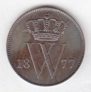 Willem III - 1 cent 1877 1e type W -Sch.694, Ophalen of Verzenden, Koning Willem III, 1 cent