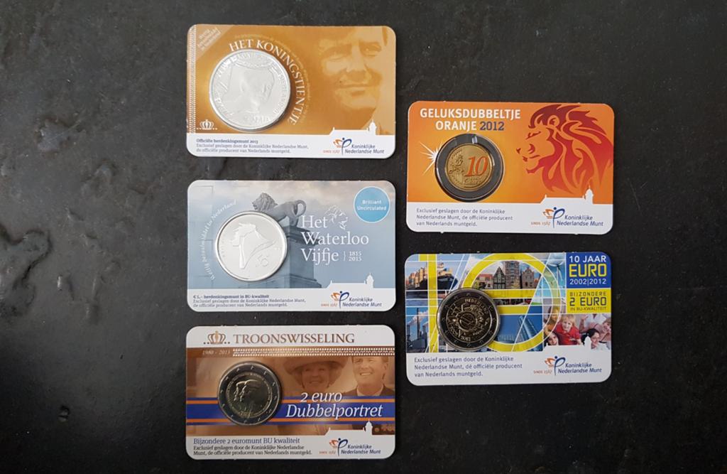 5x Officieel coincards van KNM., Postzegels en Munten, Munten | Nederland, Ophalen