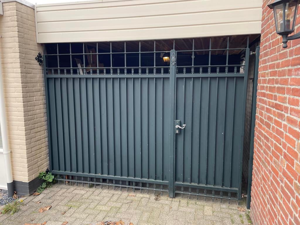 Stalen poort blind met looppoort, Tuin en Terras, Tuinhekken en Hekwerk, Zo goed als nieuw, Overige typen, IJzer, Ophalen of Verzenden