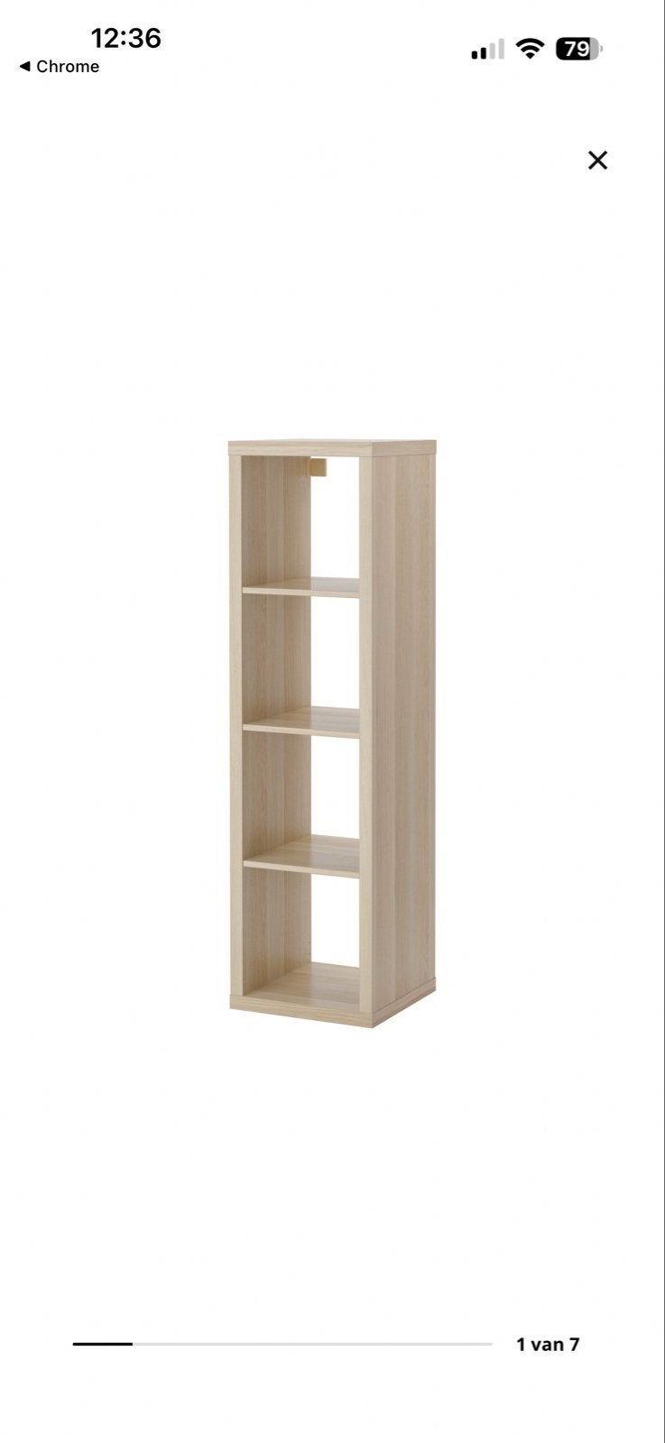 Ikea Kallax kast eiken met 4 vakken en 2 lades 42 x 147, Ophalen, Minder dan 50 cm, Gebruikt, 100 tot 150 cm