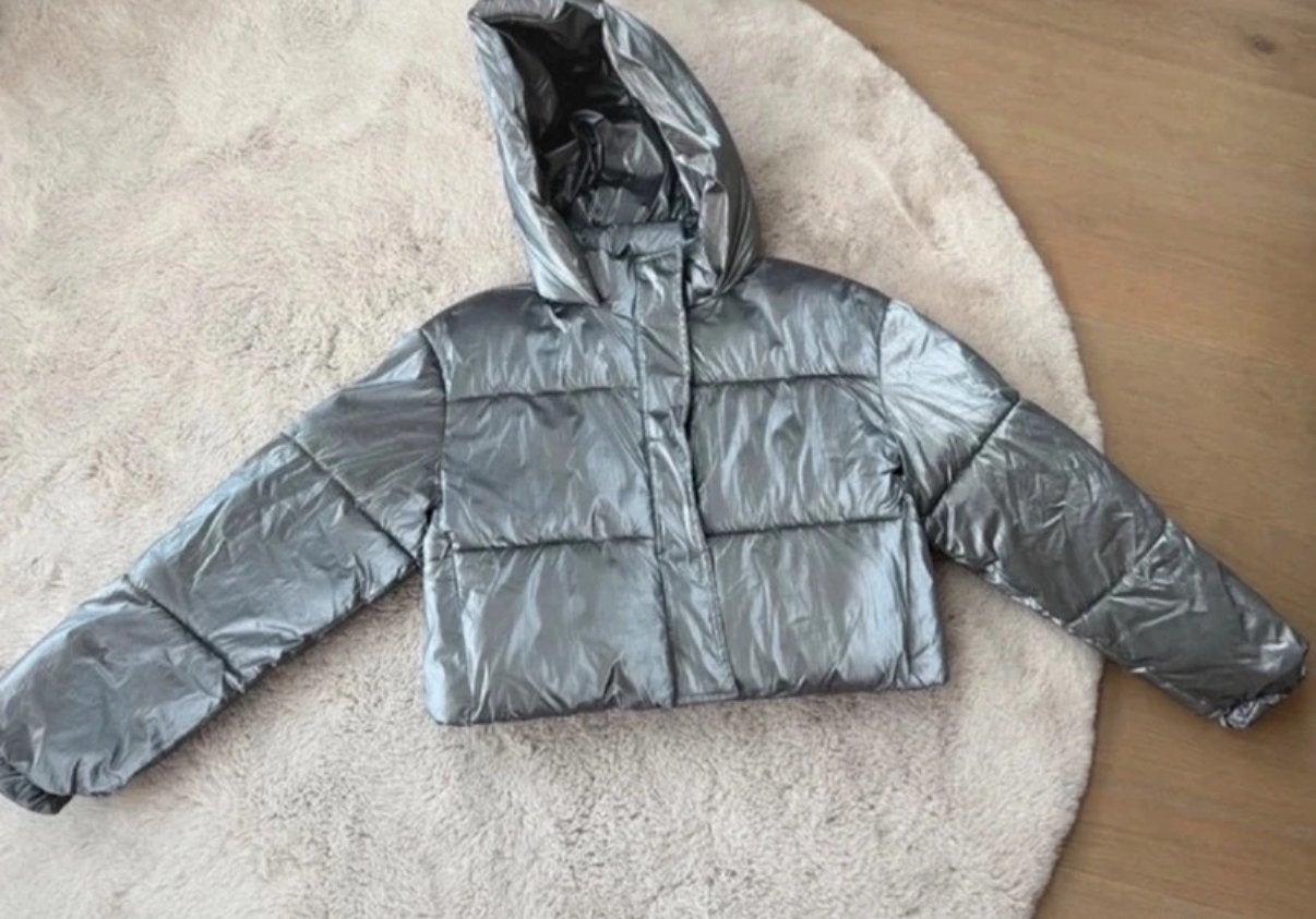 Minoti zilveren winterjas maat 152, Ophalen of Verzenden, Gedragen, Maat 46/48 (XL) of groter, Zilver