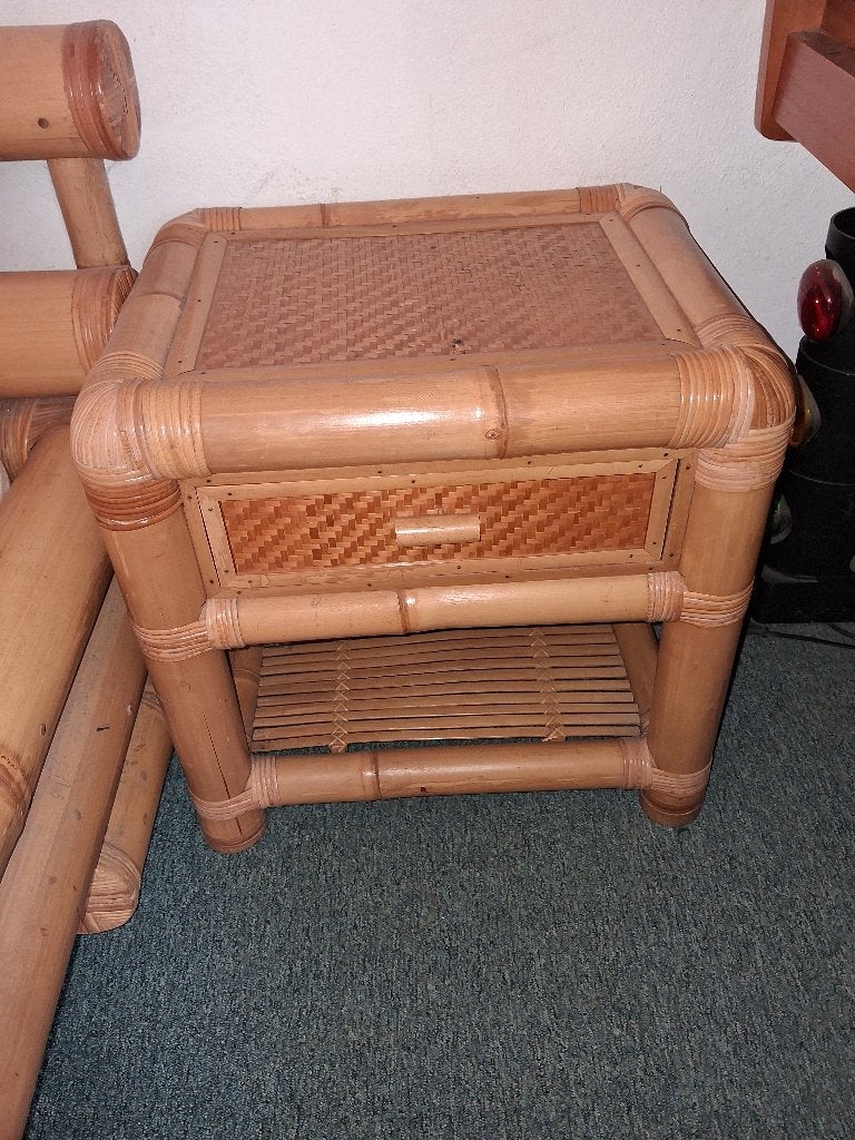 Bamboe bed, Ophalen, Bruin, Tweepersoons, 200 cm