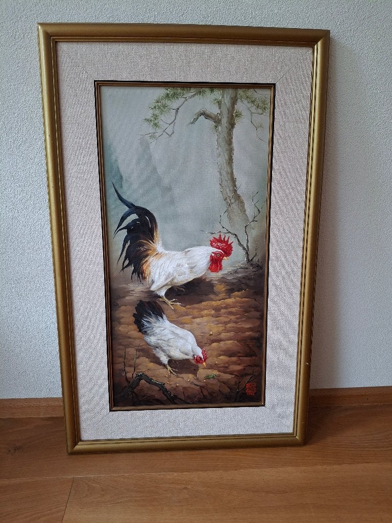 Gave schilderijen te koop (kippen/duiven/japanse esdoorn), Ophalen