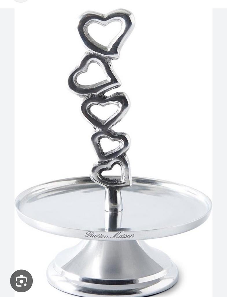 Riviera Maison mini taart plateau 'love', Ophalen, Nieuw, Zilver, Metaal