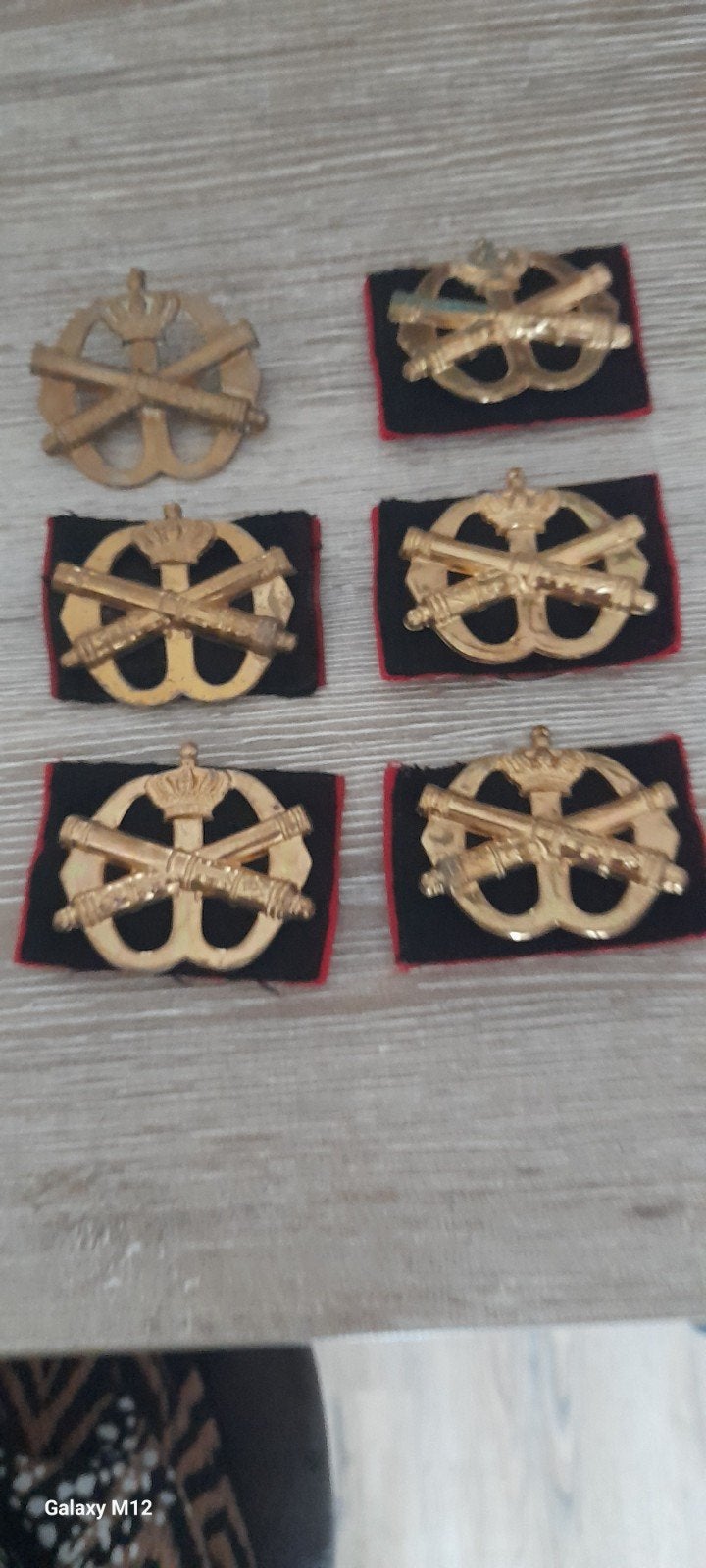 Set van 6 Landmacht Artillerie Emblemen, Ophalen of Verzenden, Landmacht, Nederland, Embleem of Badge