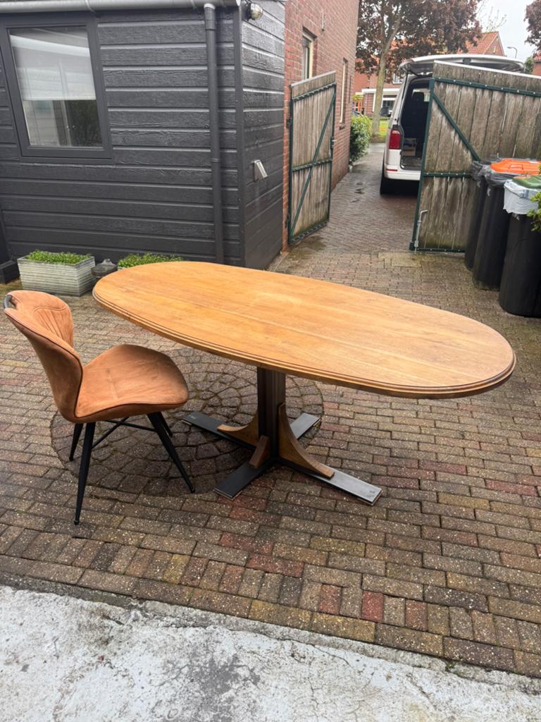 Ovale eettafel met 6 stoelen, Ophalen, Gebruikt, 100 tot 150 cm, Vijf personen of meer