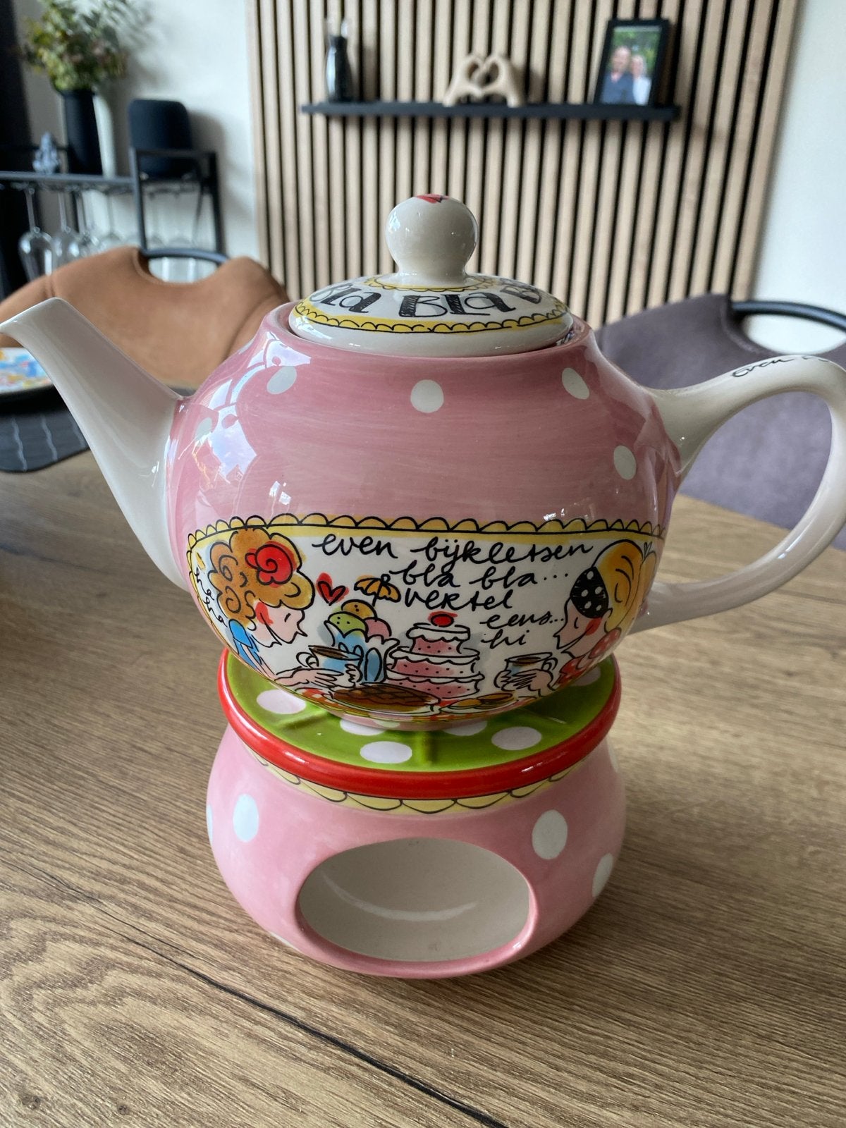 Blond Amsterdam theepot met theelichtje - Blah Blah Blah, Keramiek, Ophalen of Verzenden, Zo goed als nieuw, Theepot