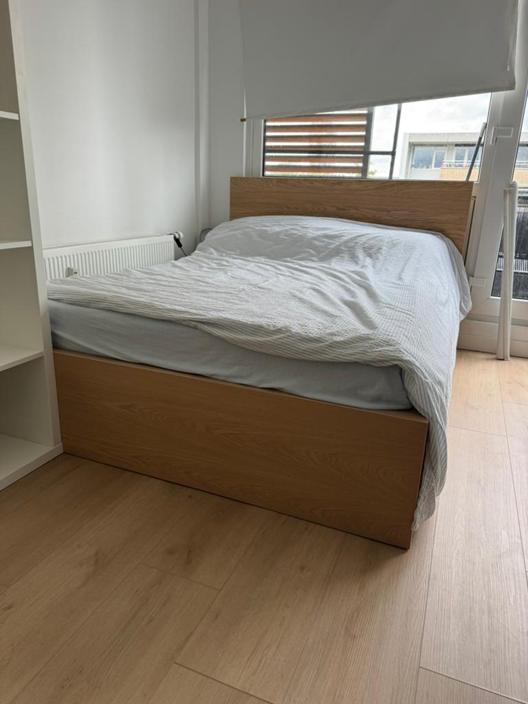 Ikea malm bed 140x200 + lades + matras, Ophalen, Wit, Tweepersoons, 140 cm