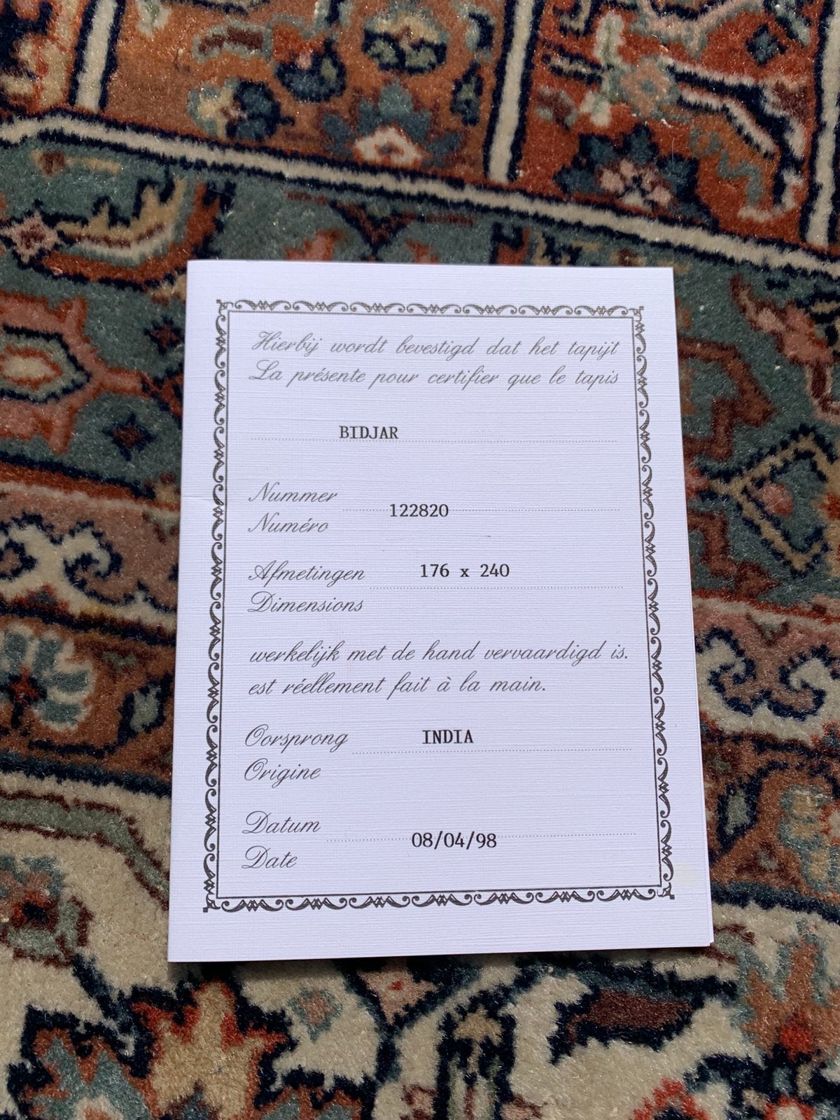 Prachtig Sfeervol Bruin-Blauw Handgeknoopte Bidjar uit India, Ophalen