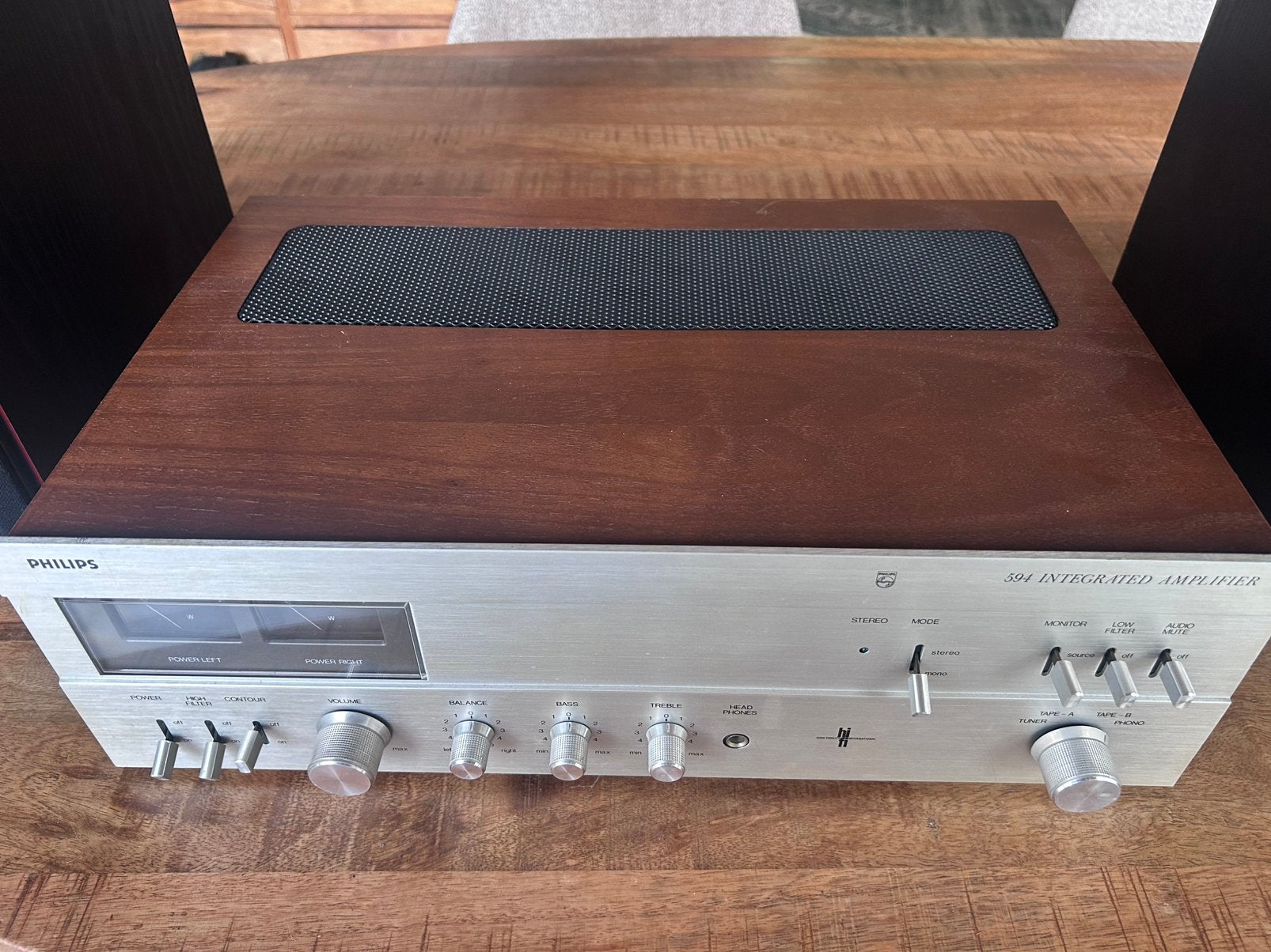 Philips 594 versterker houten behuizing + BNS e24 speakers, Audio, Tv en Foto, Ophalen of Verzenden, Minder dan 60 watt, Overige merken