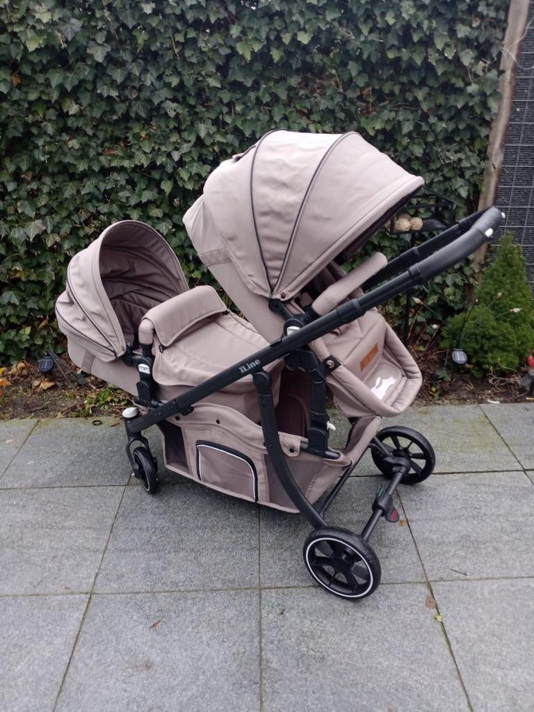 Xline dubbelzits kinderwagen tot 15kg, Kinderen en Baby's, Kinderwagens en Combinaties, Duowagen, Zo goed als nieuw, Ophalen, Kinderwagen