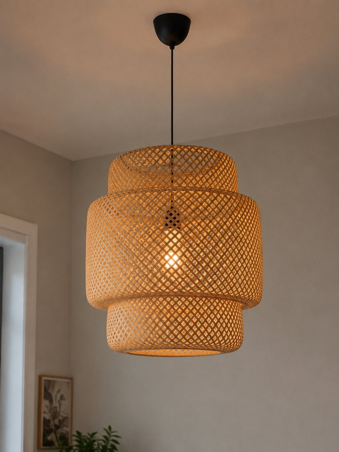 IKEA Sinnerlig Bamboe Hanglamp, Ophalen, Zo goed als nieuw, Overige materialen, 50 tot 75 cm