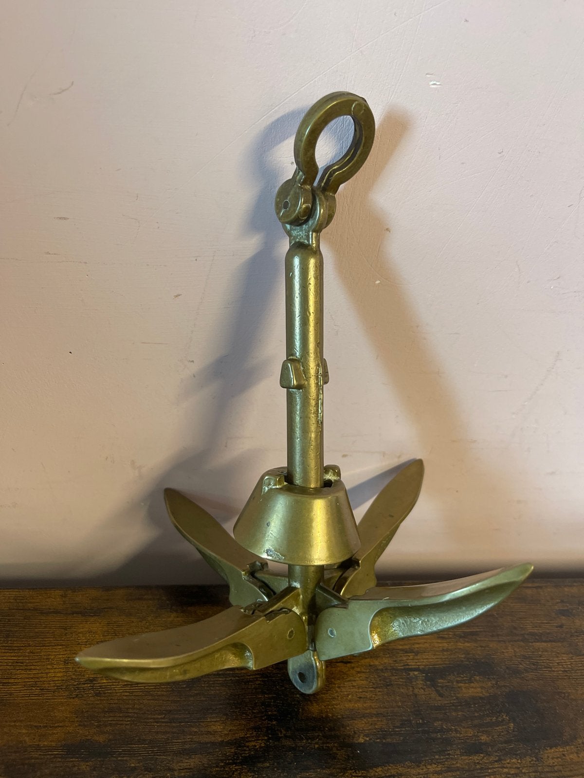 Vintage Messing Opvouwbaar Anker - Decoratief Maritiem Item, Antiek en Kunst, Ophalen of Verzenden