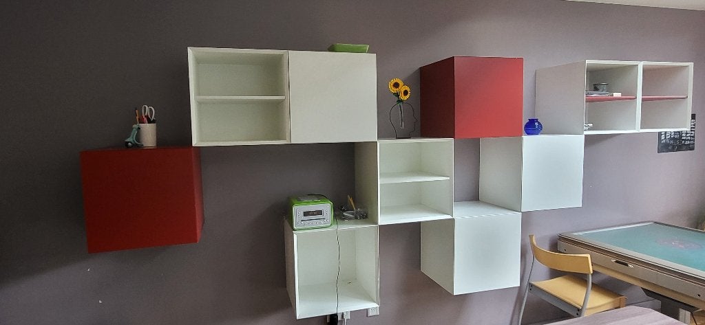 Pastoe Vision wandkast – complete set rood/wit, Huis en Inrichting, Ophalen, 150 tot 200 cm, 25 tot 50 cm, 200 tot 250 cm