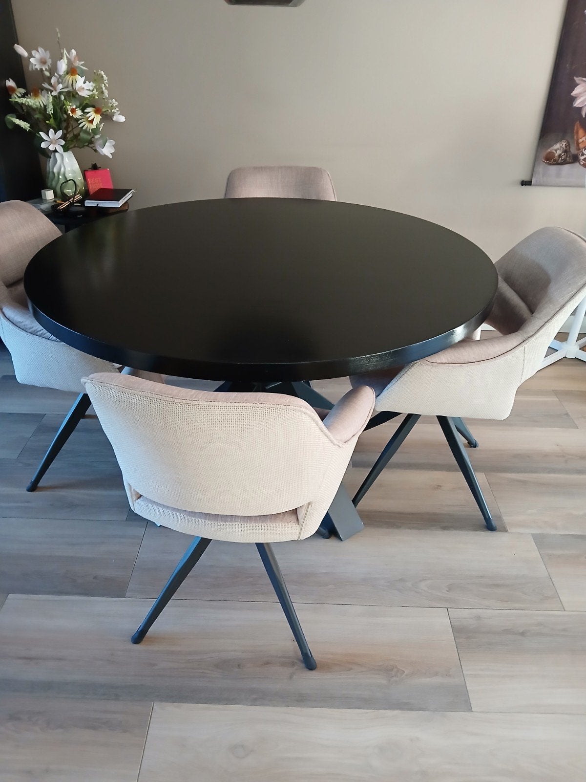 Ronde eettafel met stalen poten - Zwart, Ophalen