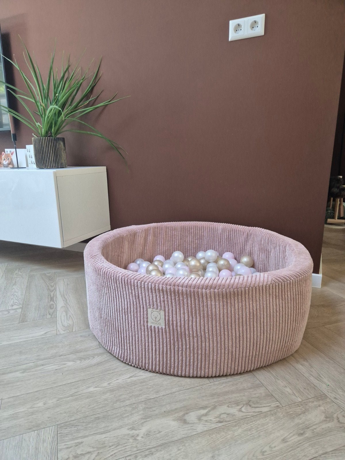 Misioo oud roze rib velvet ronde ballenbak, Ophalen, Zo goed als nieuw, Overige typen