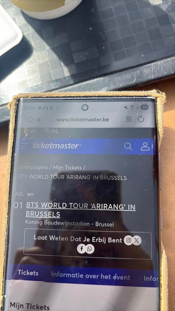 1 ticket BTS World tour ‘Arirang’ Brussel, Eén persoon, Juli